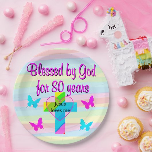 JEZUS HOUDT VAN MIJ 80STE VERJAARDAG PAPIEREN BORD (Feest)