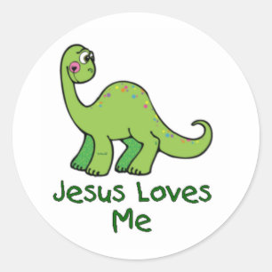 Jezus houdt van mij Dino Ronde Sticker