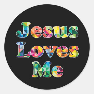 Jezus houdt van mij dwars kleurrijke patroonsticke ronde sticker