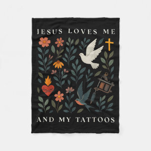 Jezus houdt van mij en mijn tatoeages fleece deken
