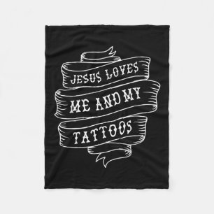 Jezus houdt van mij en mijn Tattoos grappig Christ Fleece Deken