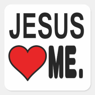 Jezus houdt van mij Jezus geschenken Vierkante Sticker