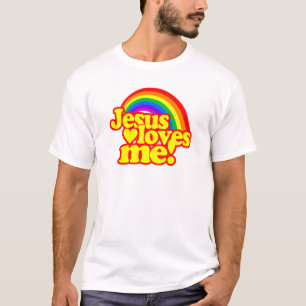 Jezus houdt van mij (met regenboog) t-shirt