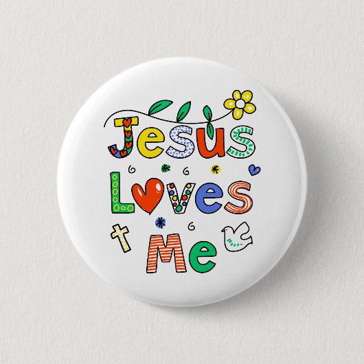 Jezus houdt van mij ronde button 5,7 cm (Voorkant)