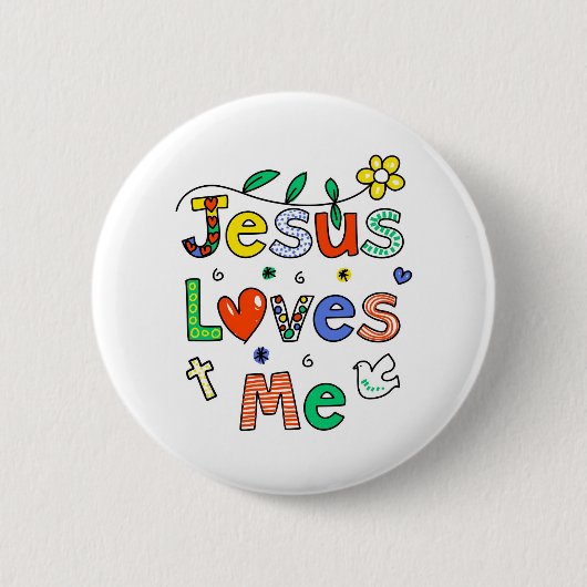 Jezus houdt van mij ronde button 5,7 cm (Voorkant)