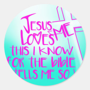 Jezus houdt van mij ronde sticker