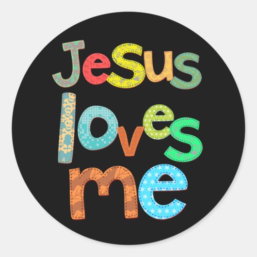 Jezus houdt van mij ronde sticker (Voorkant)