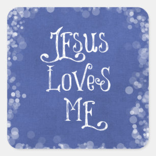Jezus houdt van mij vierkante sticker