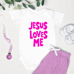 "Jezus houdt van mij" Zoet en eenvoudig roze Romper