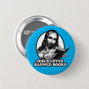 Jezus houdt van verboden boeken ronde button 5,7 cm