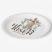 Jezus houten kruis Hij is paasvakantie Papieren Bordje (Gekanteld)