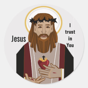 Jezus, ik vertrouw op jou ronde sticker