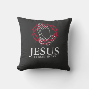 Jezus Ik Vertrouw Op U Biddende Handen & Kroon Kussen