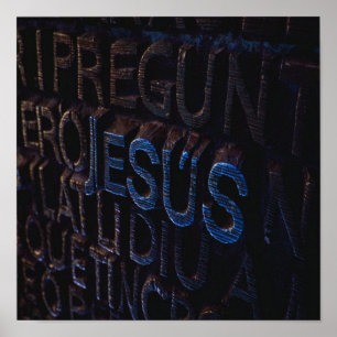 Jezus in Blue Stone Christelijke God Love Poster