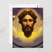 Jezus in de Cosmos door Mucha AI Generated Art Briefkaart (Voorkant / Achterkant)