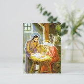 Jezus in de kribbe kerststal feestdagenkaart (Staand voorkant)