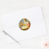 Jezus in de kribbe kerststal ronde sticker (Envelop)