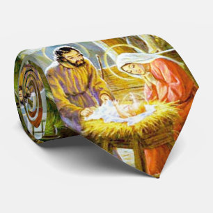 Jezus in de kribbe kerststal stropdas