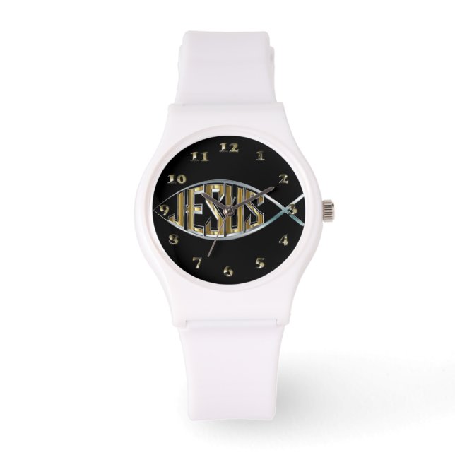 Jezus in een vissymbool horloge (Voorkant)