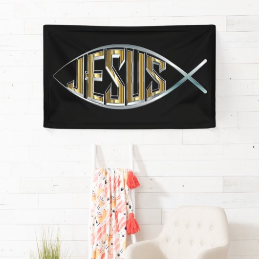 Jezus in een vissymbool spandoek (Insitu)