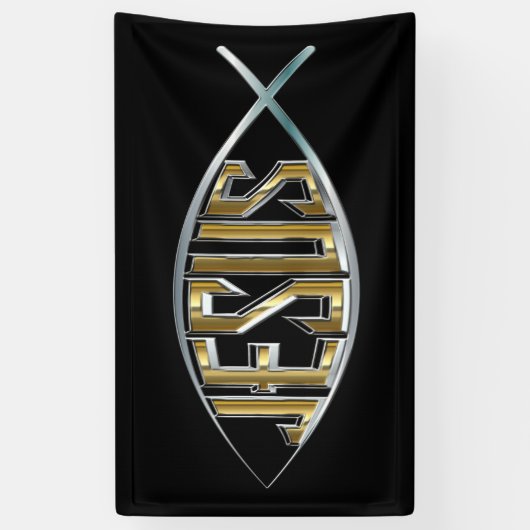 Jezus in een vissymbool spandoek (Verticaal)