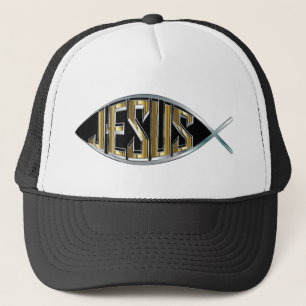Jezus in een vissymbool trucker pet