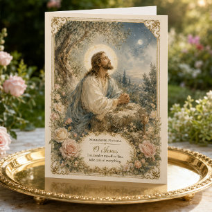 Jezus in Gethsemane Overgave Gebed Katholiek Heili Drieluik Kaart