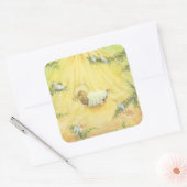 Jezus in kribbe met duiven Kerst stickers (Envelop)