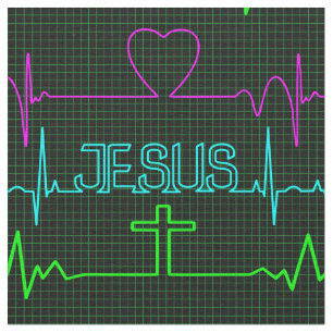 Jezus in mijn hart Rhythm cardiogram Medische arts Stof