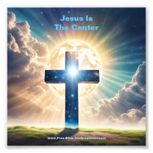 Jezus is de centrale foto afdruk