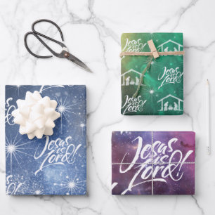 Jezus is de Christelijke kerstbeletterruimte Inpakpapier Vel
