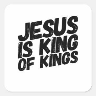 Jezus is de koning vierkante sticker