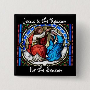 Jezus is de Reason-kerstButton Vierkante Button 5,1 Cm