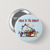 Jezus is de Reason Manger Scene Ronde Button 5,7 Cm (Voorkant /achterkant)