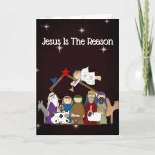 Jezus is de Reason Nativity Scene Feestdagen Kaart