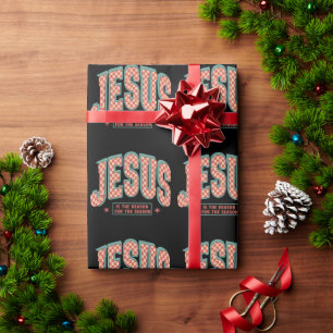 Jezus is de reden Kerstmis Christelijk Retro Cadeaupapier