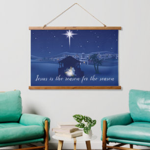Jezus is de reden Kerststal Hangend Wandkleed