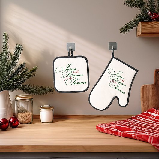 Jezus is de Reden Oven Mitt en Pot Houders Ovenwant & Pannenlap Set