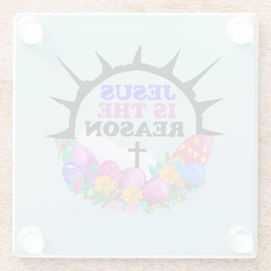 Jezus is de Reden - Pasen Wreate Glazen Onderzetter (Achterkant)