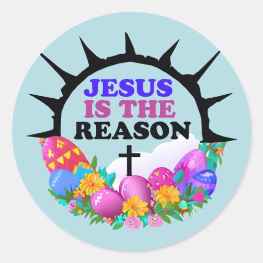 Jezus is de Reden - Pasen Wreate Ronde Sticker (Voorkant)