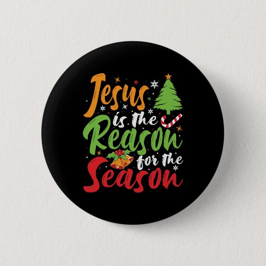 Jezus is de reden van de kerstpyjama ronde button 5,7 cm (Voorkant)