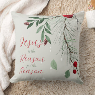 Jezus is de reden van de Waterverf kerstwinter Kussen