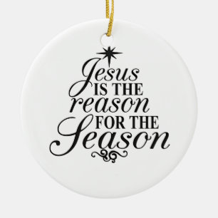 Jezus is de reden voor het kerstfeest keramisch ornament