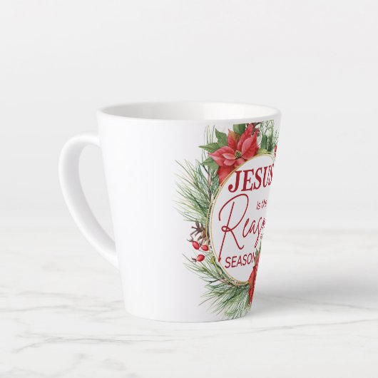 Jezus is de reden voor het kerstfeest latte mok (Linkerhoek)