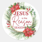 Jezus is de reden voor het kerstfeest ronde sticker (Voorkant)