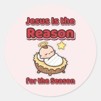 Jezus is de reden voor het seizoen Baby Jezus Ronde Sticker
