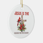 Jezus is de reden voor het seizoen Kerstkruis Keramisch Ornament (Rechts)