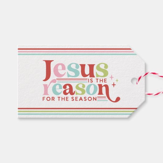 Jezus is de reden voor het seizoen | Kerstmis Cadeaulabel (Voorkant (Horizontaal))
