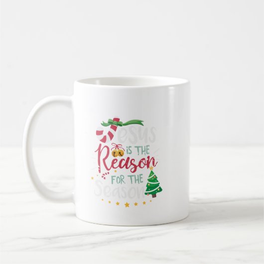 Jezus is de reden voor het seizoen, Kerstmis Koffiemok (Links)