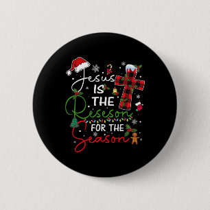 Jezus Is De Reden Voor Het Seizoen Kerstmis Xmas Ronde Button 5,7 Cm